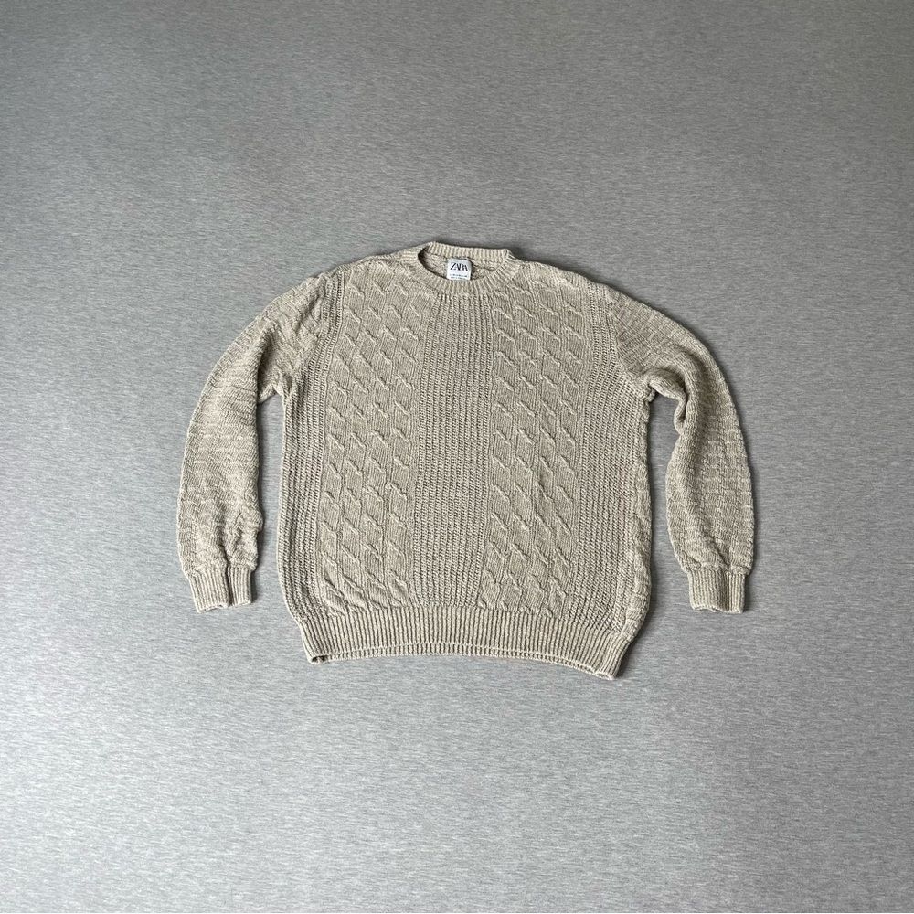 ZARA Women’s Cable Knit Pullover Crewneck Sweater - Picture 4 of 7
